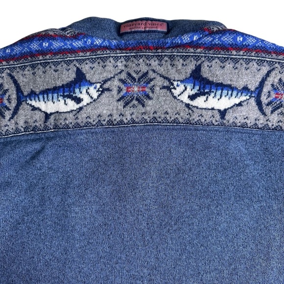Vineyard Vines Men’s Sweater Blue Fair Isle Marlin Shep Pullover. Size Small - Picture 6 of 12